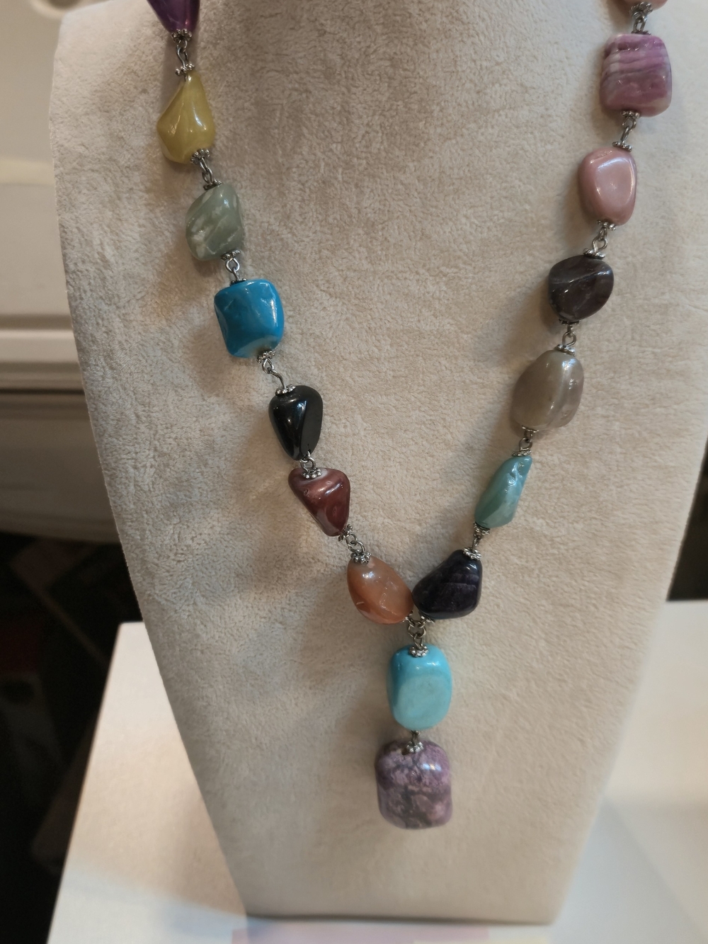 Multicolor Semi-Precious Stone Beaded Necklace - Women Jewelry